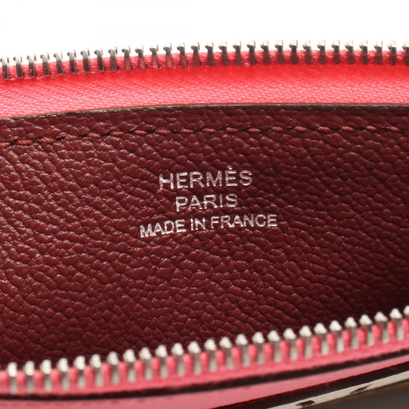 HERMES Rooroo 手袋 Epsom Evercolor 皮革 棕色 粉紅色 米色 二手 D SHW-3