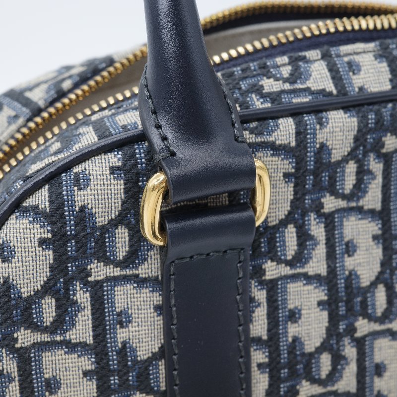 Dior 迪奧 D-Vibe 藍色 緹花 中型保齡球包 手提包-8