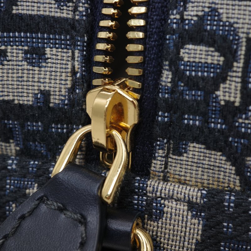 Dior 迪奧 D-Vibe 藍色 緹花 中型保齡球包 手提包-12