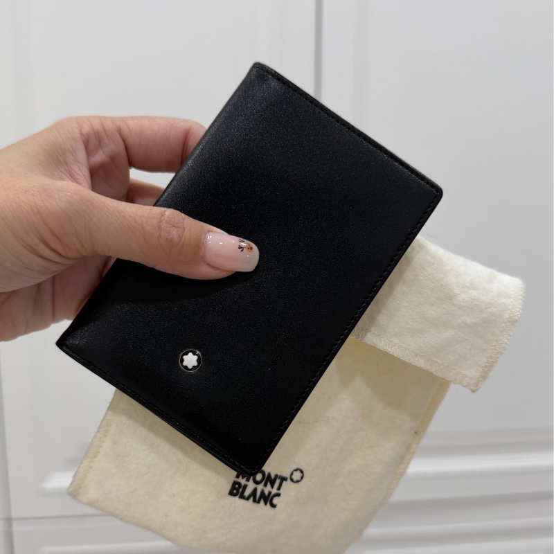 montblanc 萬寶龍 黑色 卡夾 卡包 短夾 信用卡卡夾 名片夾 皮夾 皮包-0