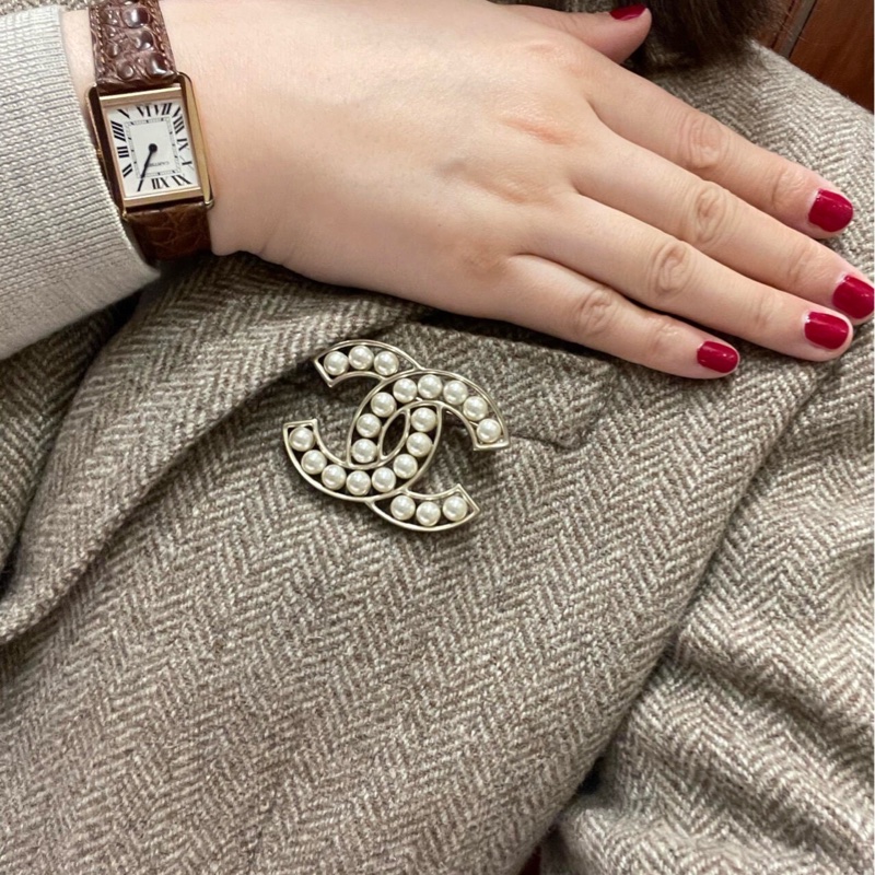 Chanel雙C爆款珍珠胸針-0