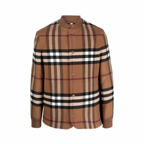 Burberry Quilted Check Wool Blend Bomber Jacket for Men in Dark Birch Brown - 8071378-Dark_Birch_Brown (Size: 48 / 52 / 54 ) )