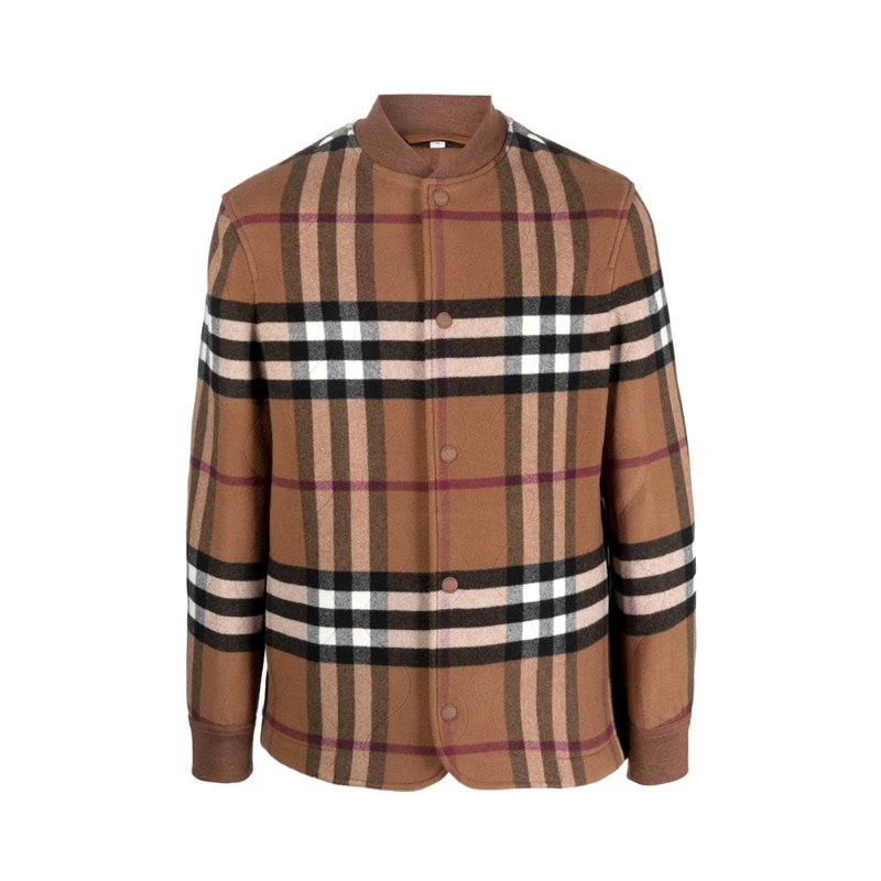 Burberry Quilted Check Wool Blend Bomber Jacket for Men in Dark Birch Brown - 8071378-Dark_Birch_Brown ( Size: 48 / 52 / 54 )-0
