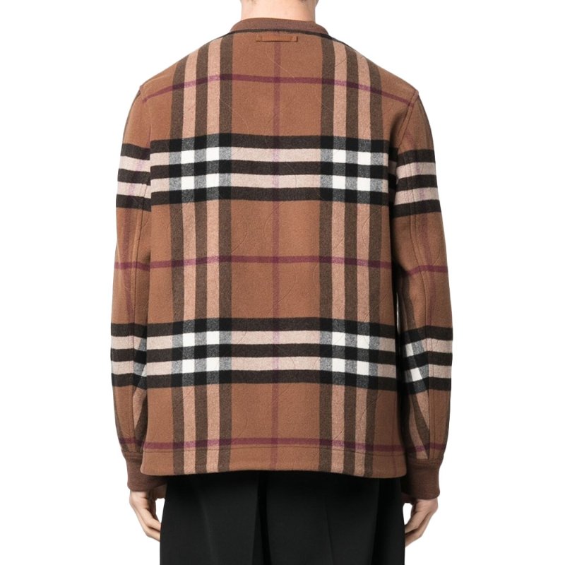 Burberry Quilted Check Wool Blend Bomber Jacket for Men in Dark Birch Brown - 8071378-Dark_Birch_Brown ( Size: 48 / 52 / 54 )-1