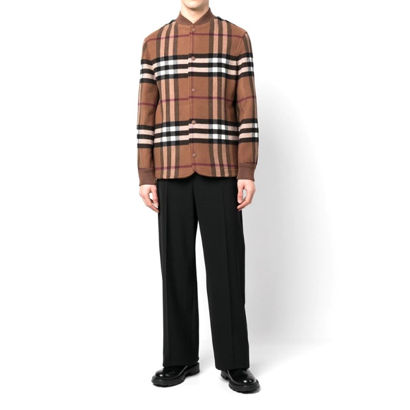 Burberry Quilted Check Wool Blend Bomber Jacket for Men in Dark Birch Brown - 8071378-Dark_Birch_Brown ( Size: 48 / 52 / 54 )-3