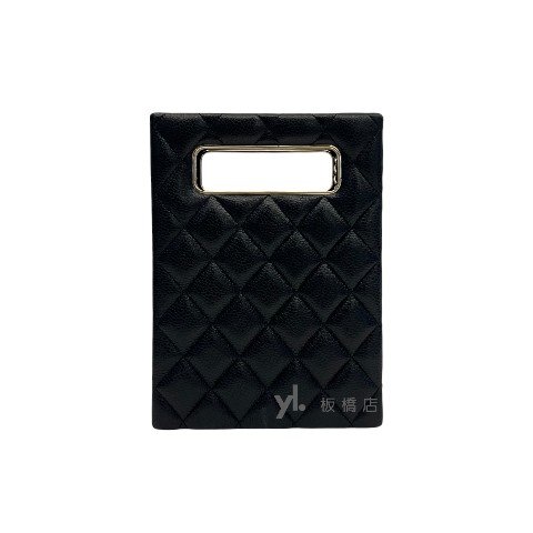 Chanel包包 黑荔枝羊皮淡金扣晚宴包AS3314-3