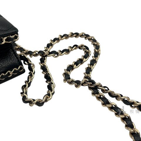 Chanel包包 黑荔枝羊皮淡金扣晚宴包AS3314-6