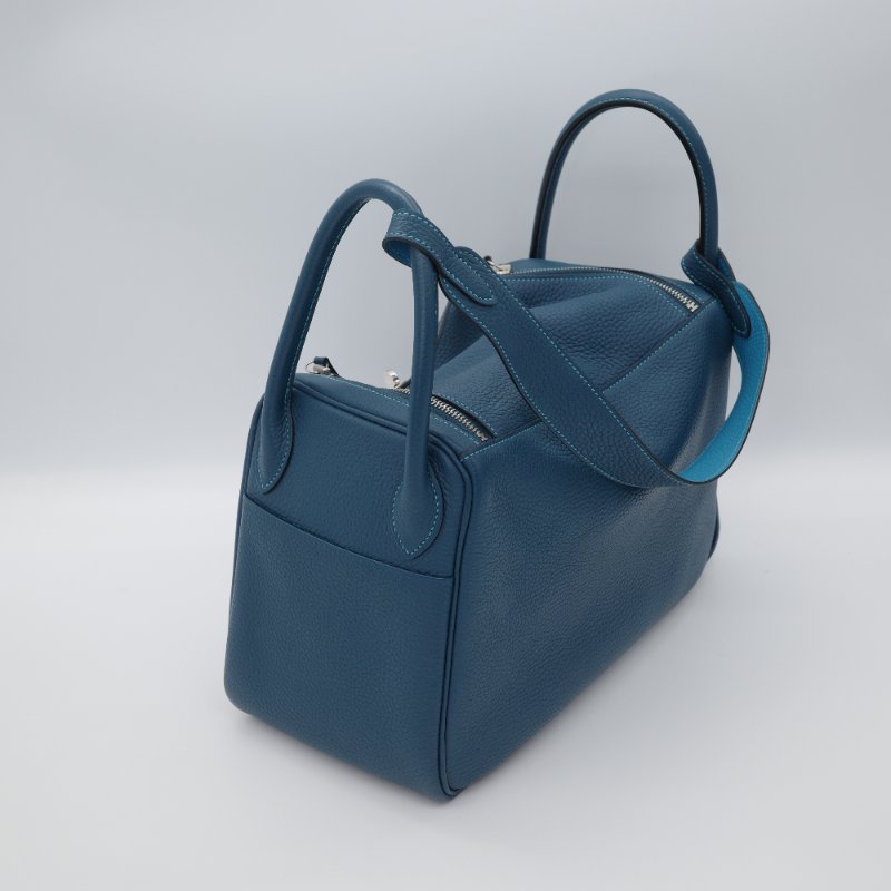 Hermès 愛馬仕 Lindy 30  綠松石 鴨子藍 雙拼色  TC牛皮 銀扣 單肩包 框 R ｜🈶️專櫃購證-2