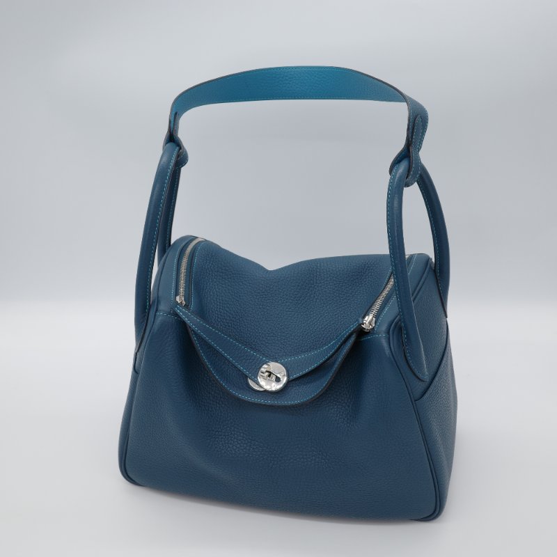 Hermès 愛馬仕 Lindy 30  綠松石 鴨子藍 雙拼色  TC牛皮 銀扣 單肩包 框 R ｜🈶️專櫃購證-4