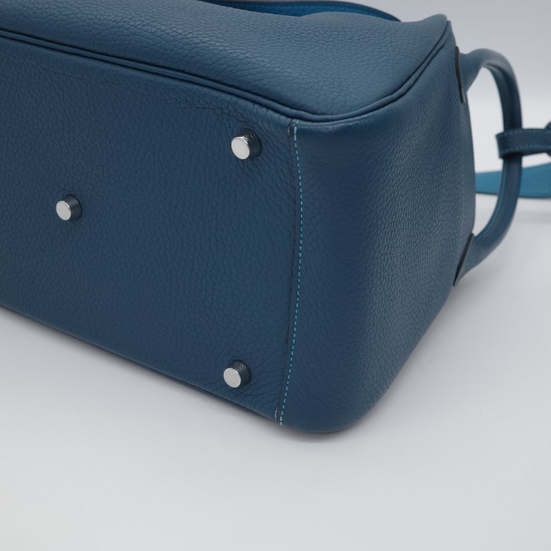 Hermès 愛馬仕 Lindy 30  綠松石 鴨子藍 雙拼色  TC牛皮 銀扣 單肩包 框 R ｜🈶️專櫃購證-7