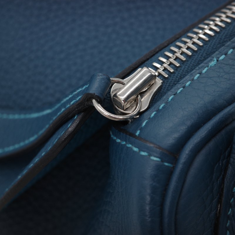 Hermès 愛馬仕 Lindy 30  綠松石 鴨子藍 雙拼色  TC牛皮 銀扣 單肩包 框 R ｜🈶️專櫃購證-12