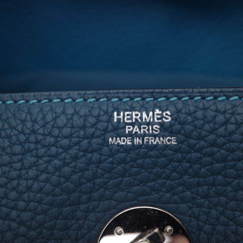 Hermès 愛馬仕 Lindy 30  綠松石 鴨子藍 雙拼色  TC牛皮 銀扣 單肩包 框 R ｜🈶️專櫃購證-15