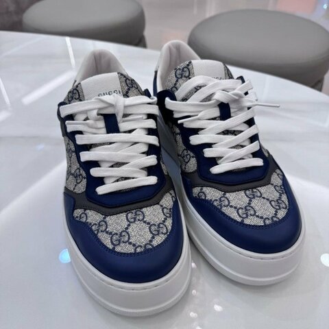 *SHIHNA名牌精品* Gucci GG Supreme帆布拼接 藍色板鞋 7 僅試穿