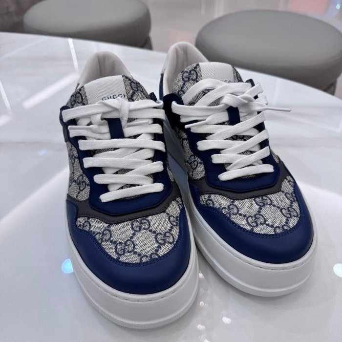 *SHIHNA名牌精品* Gucci GG Supreme帆布拼接 藍色板鞋 7 僅試穿-0