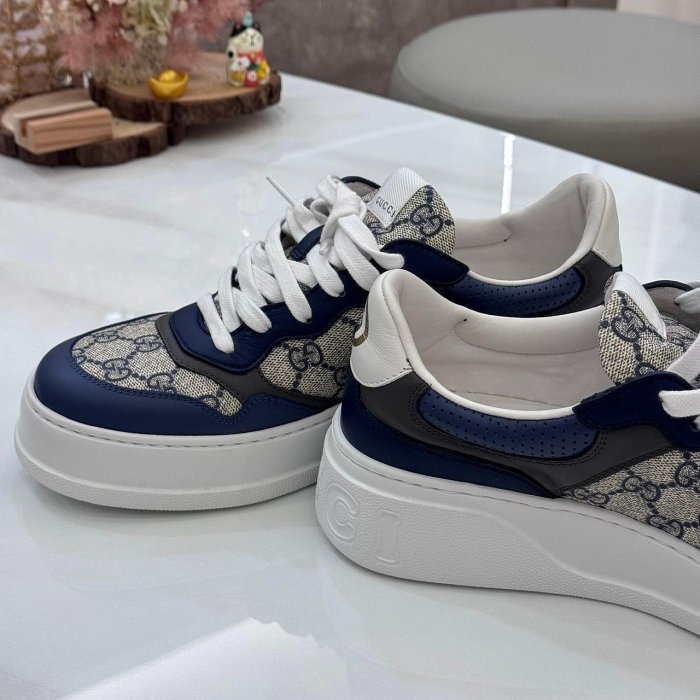*SHIHNA名牌精品* Gucci GG Supreme帆布拼接 藍色板鞋 7 僅試穿-2