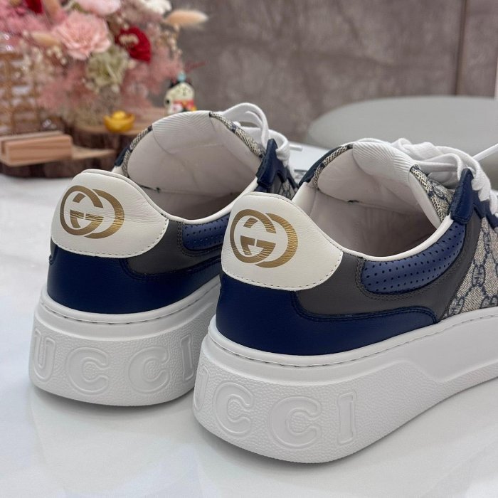 *SHIHNA名牌精品* Gucci GG Supreme帆布拼接 藍色板鞋 7 僅試穿-3
