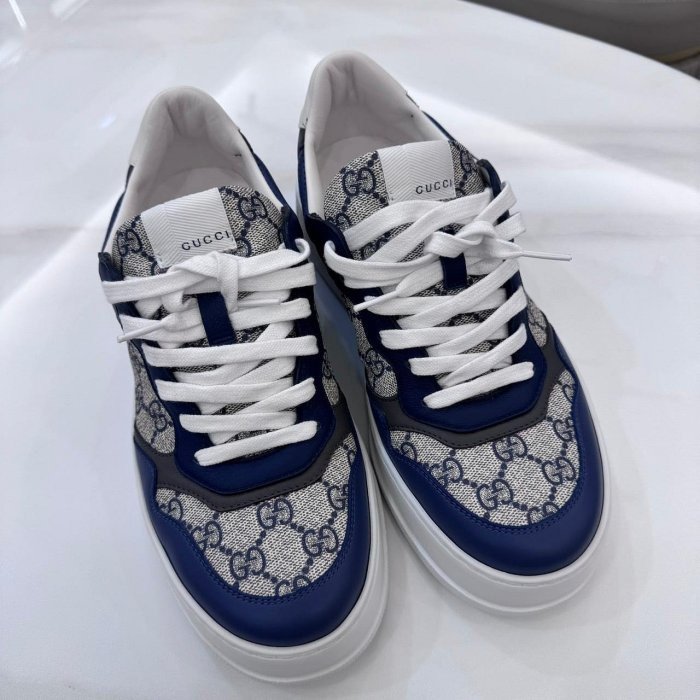 *SHIHNA名牌精品* Gucci GG Supreme帆布拼接 藍色板鞋 7 僅試穿-4