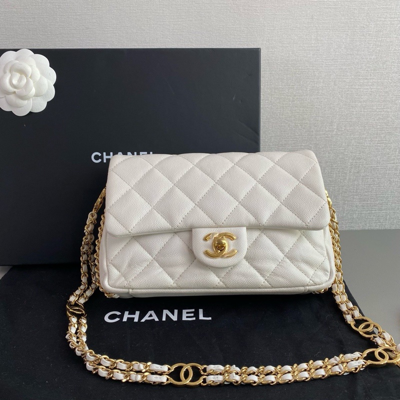 ✨Chanel 白金 荔枝皮 雙鏈條包 晶片款 98新🤍-2