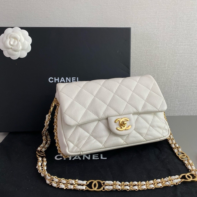 ✨Chanel 白金 荔枝皮 雙鏈條包 晶片款 98新🤍-3