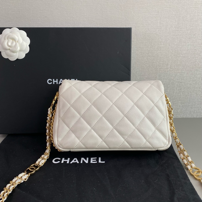 ✨Chanel 白金 荔枝皮 雙鏈條包 晶片款 98新🤍-5