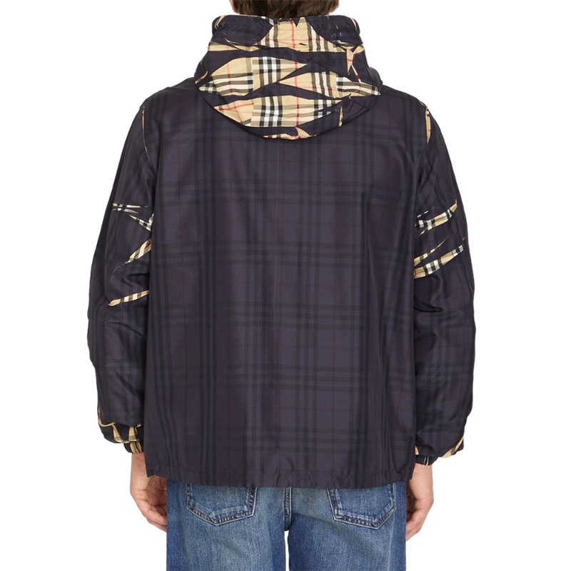 Burberry Sliced Check Hooded Jacket for Men in Black - 8071655-Black ( Size: S / L )-1