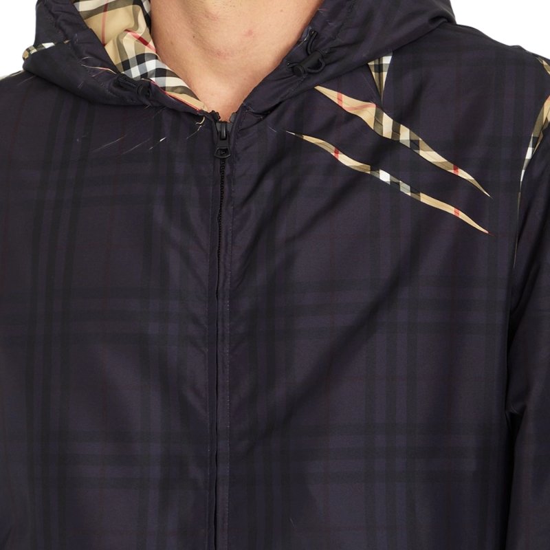 Burberry Sliced Check Hooded Jacket for Men in Black - 8071655-Black ( Size: S / L )-2