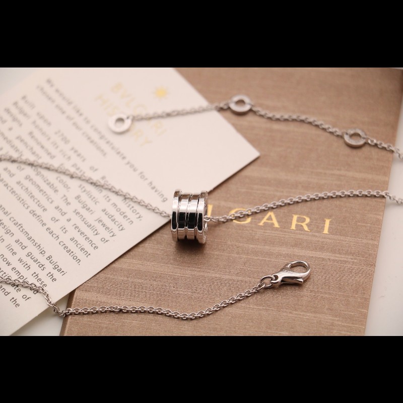 BVLGARI 白金彈簧項鍊 新扣-4