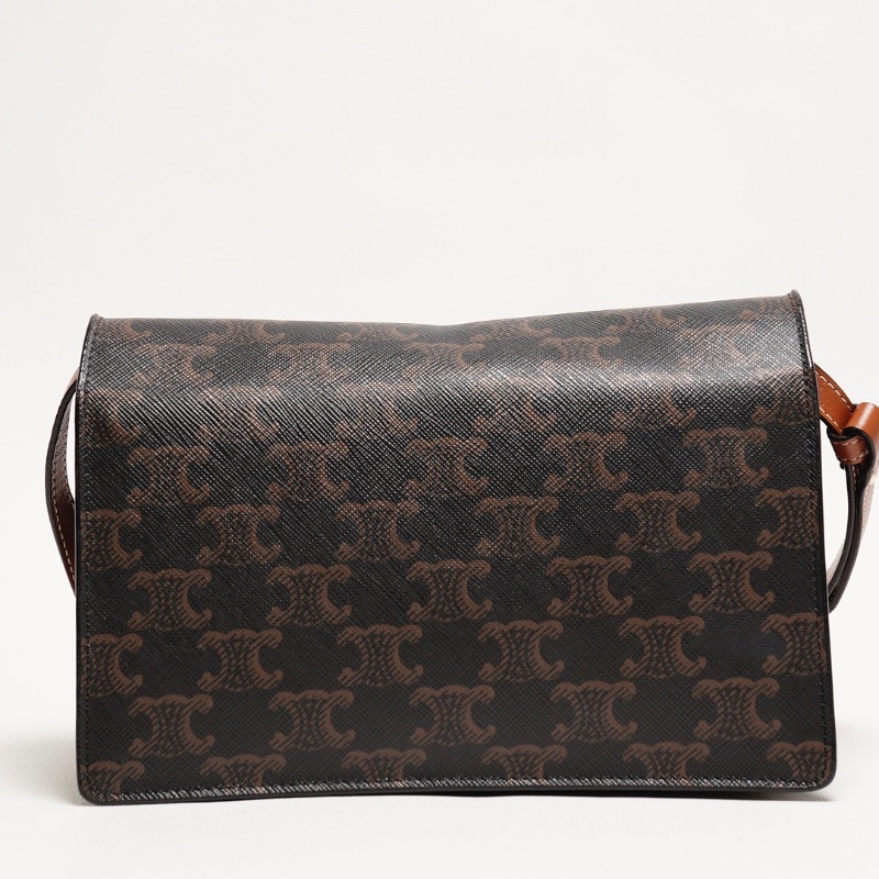 CELINE TRIOMPHE帆布平滑羊皮STRAP斜背包-1