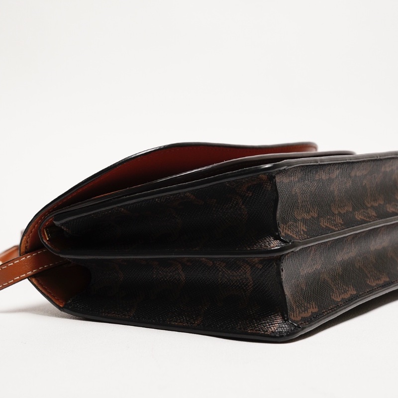 CELINE TRIOMPHE帆布平滑羊皮STRAP斜背包-3