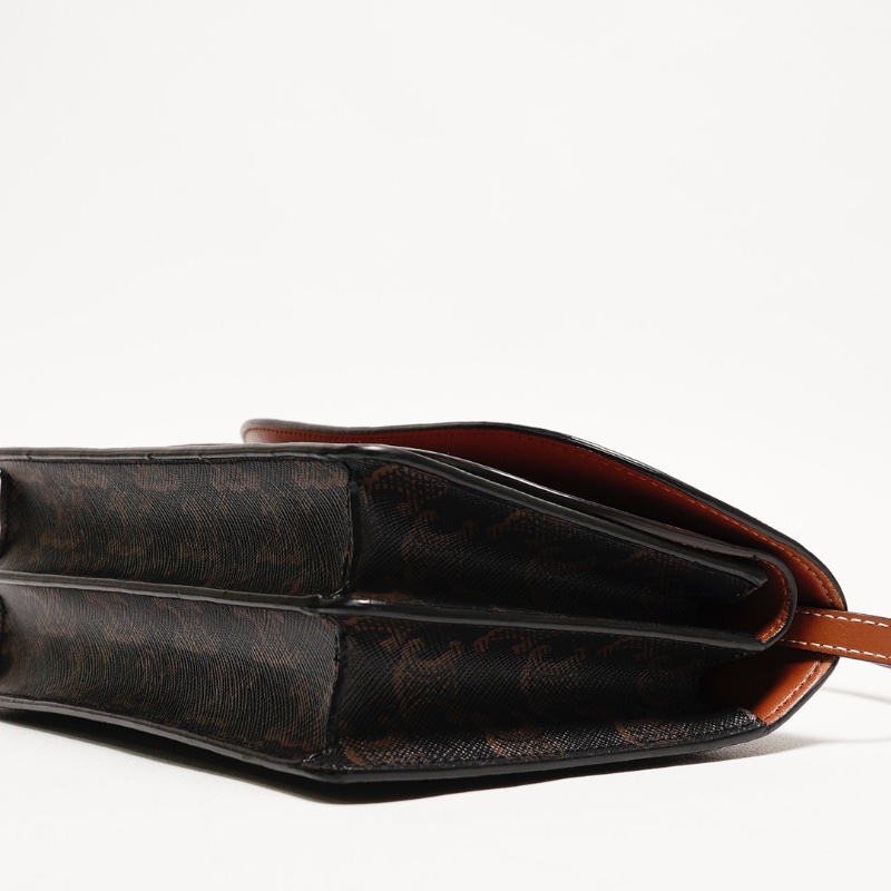 CELINE TRIOMPHE帆布平滑羊皮STRAP斜背包-4