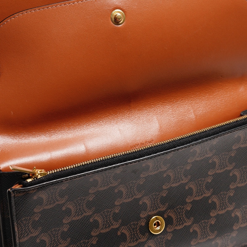 CELINE TRIOMPHE帆布平滑羊皮STRAP斜背包-8