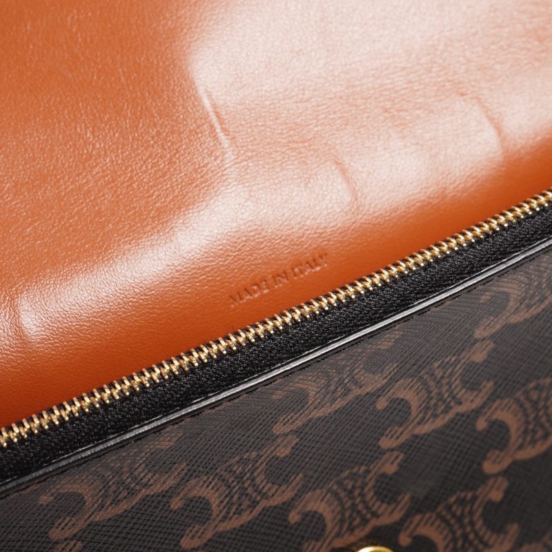 CELINE TRIOMPHE帆布平滑羊皮STRAP斜背包-12