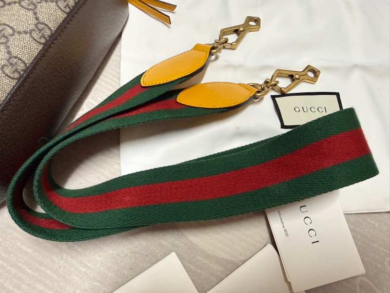 GUCCI Neo Vintage GG Suprem  經典虎頭印花皮革斜背/相機包(咖)-7