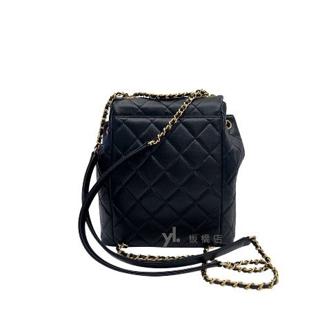 Chanel包包 19黑羊皮金扣後背包AS4762-3