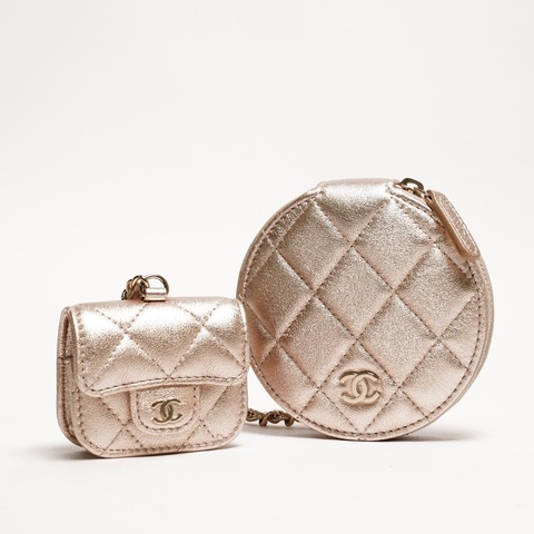 Chanel vip二合一包包 子母掛件腰包（香檳金）