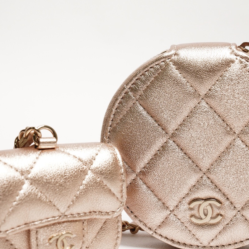 Chanel vip二合一包包 子母掛件腰包（香檳金）-1