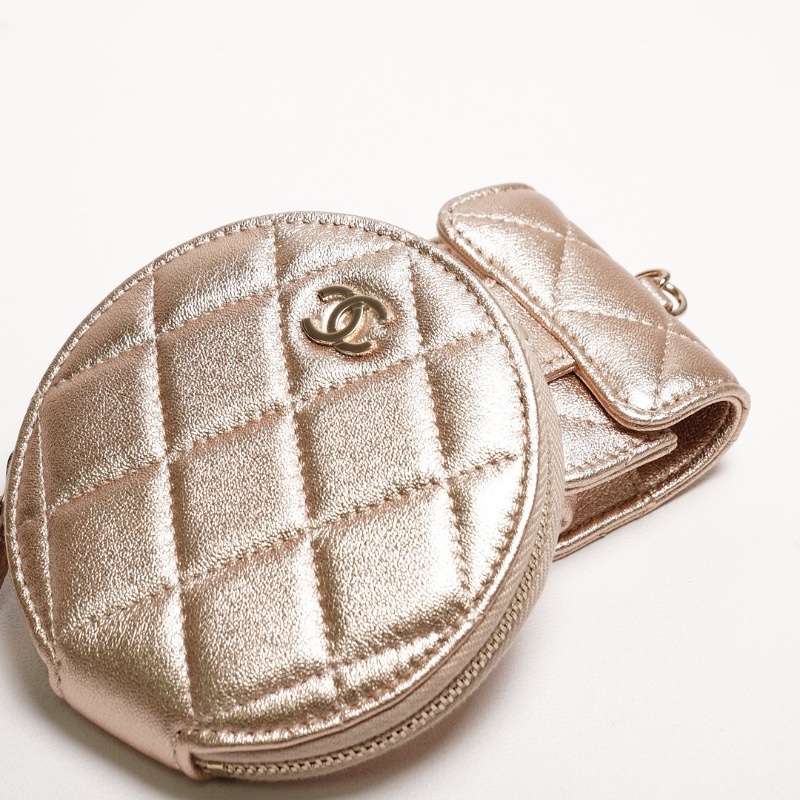 Chanel vip二合一包包 子母掛件腰包（香檳金）-7