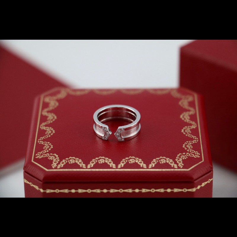 Cartier 白金 天使之翼 鑲鑽 戒指 50碼-0