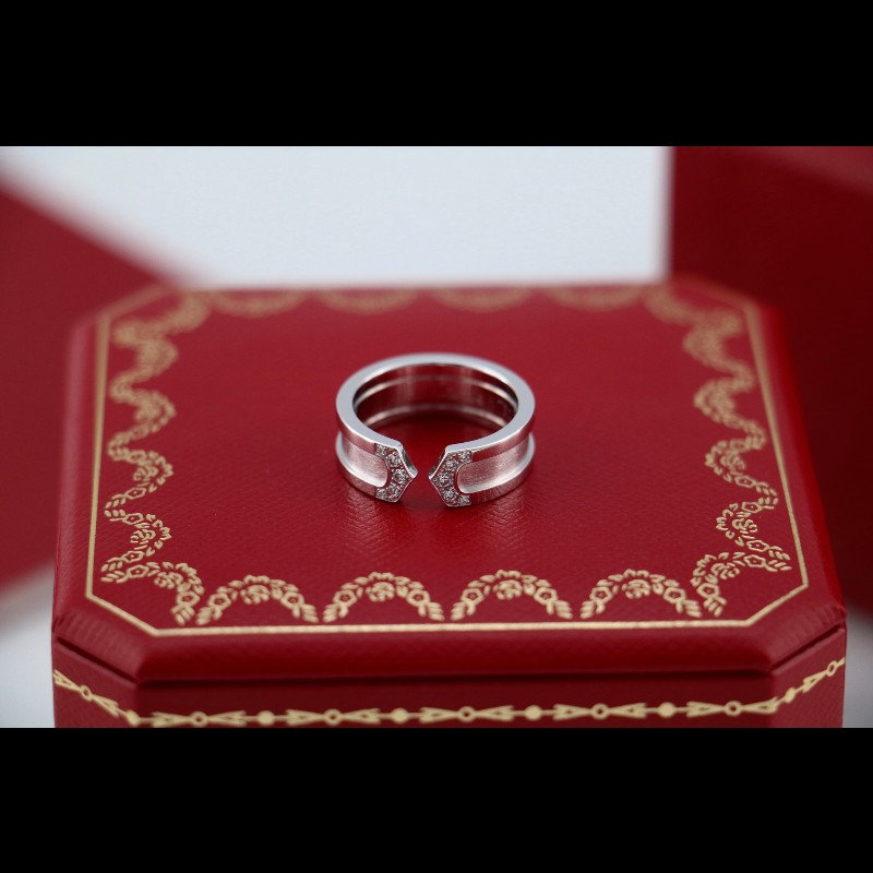 Cartier 白金 天使之翼 鑲鑽 戒指 50碼-1