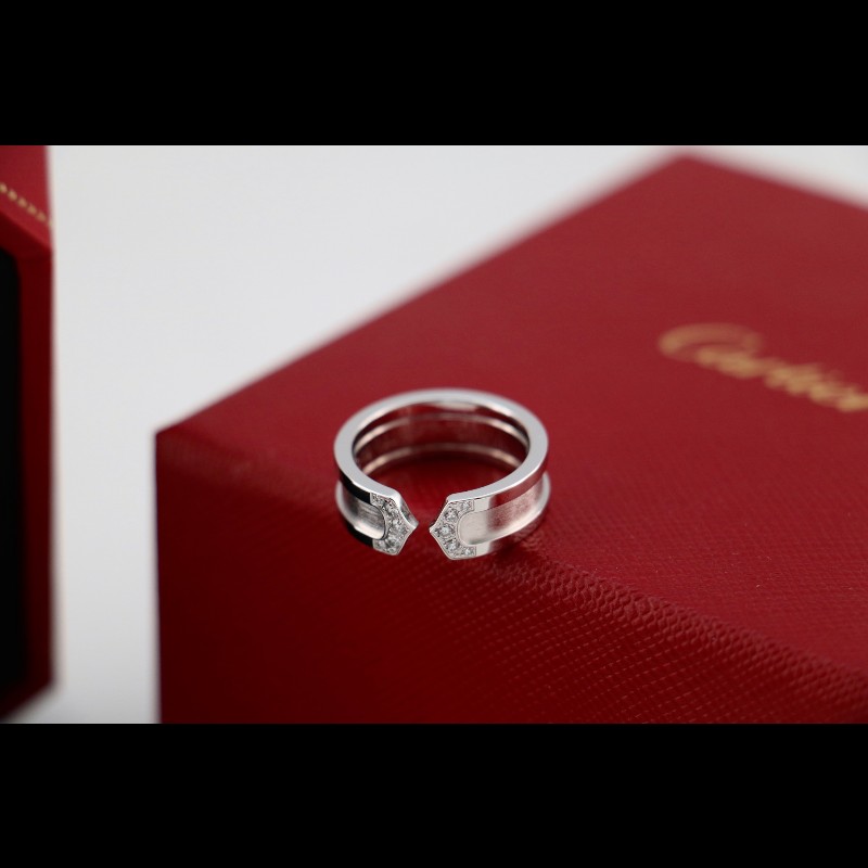 Cartier 白金 天使之翼 鑲鑽 戒指 50碼-2