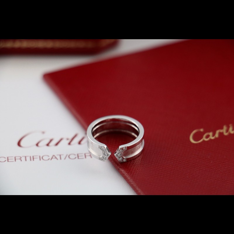 Cartier 白金 天使之翼 鑲鑽 戒指 50碼-3