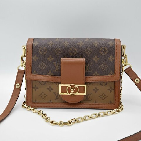 Louis Vuitton 路易威登 Dauphine 達芙琳 棕色 帆布 鏈帶 斜背包 肩背包