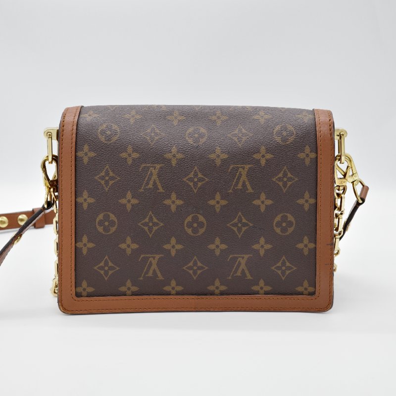 Louis Vuitton 路易威登 Dauphine 達芙琳 棕色 帆布 鏈帶 斜背包 肩背包-4