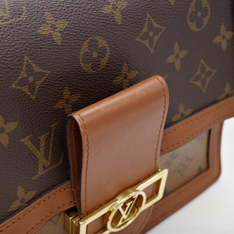 Louis Vuitton 路易威登 Dauphine 達芙琳 棕色 帆布 鏈帶 斜背包 肩背包-10
