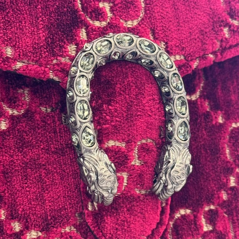 *SHIHNA名牌精品* Gucci 酒紅色絨面酒神鏈包-2