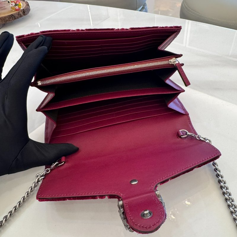 *SHIHNA名牌精品* Gucci 酒紅色絨面酒神鏈包-4