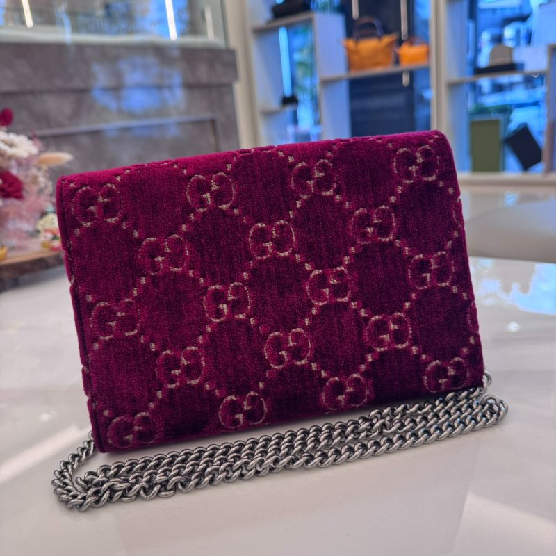 *SHIHNA名牌精品* Gucci 酒紅色絨面酒神鏈包-7