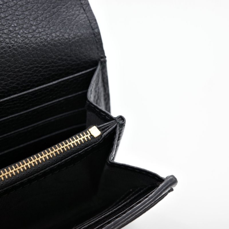 Gucci 古馳 Zumi 雙色馬銜鍊雙G設計 黑色 牛皮 釦式長夾-5