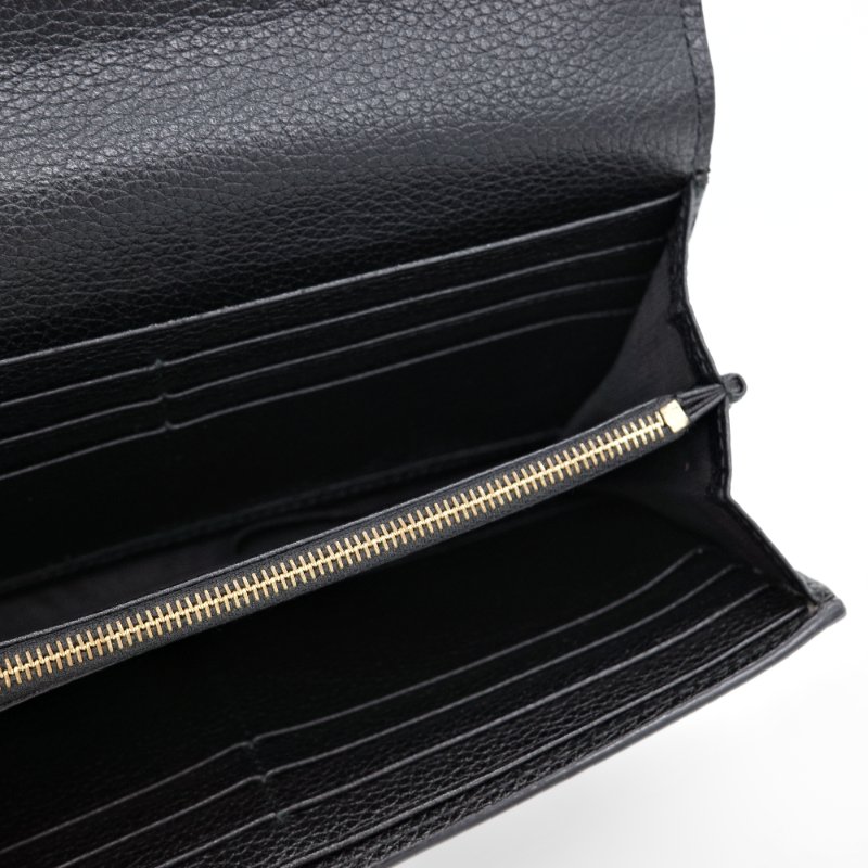 Gucci 古馳 Zumi 雙色馬銜鍊雙G設計 黑色 牛皮 釦式長夾-9