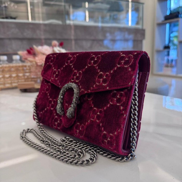 *SHIHNA名牌精品* Gucci 酒紅色絨面酒神包-3